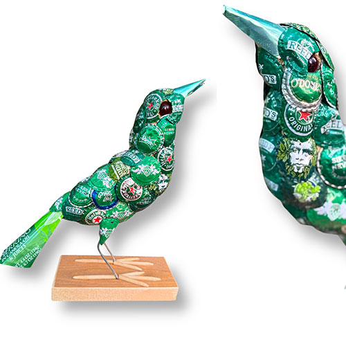 John Richards 11" Medium Green Bottlecap Bird RD5969